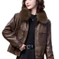 Fleece-lined Thickened Western Style Fashion Short Lapel PU Women&