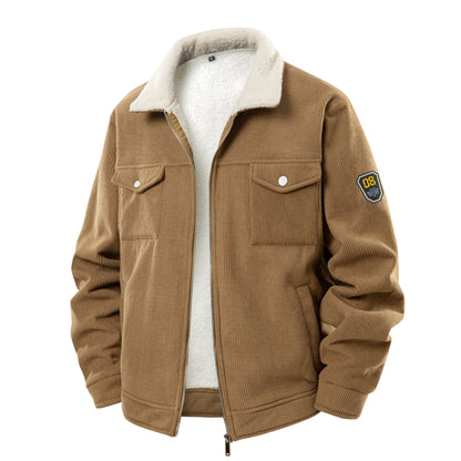 Fleece-lined Thickened Fashionable Lapel Workwear Lambswool Men&